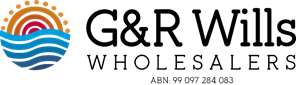 G&R Wills Wholesalers logo with sun and waves